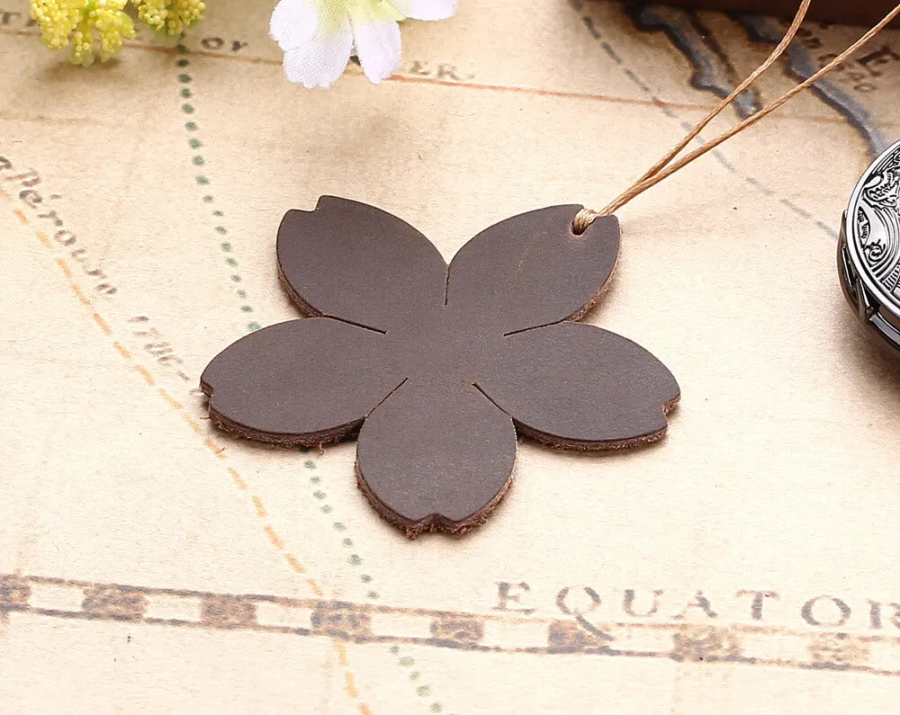 Handmade Retro Leather Flower Shape Bookmarks for Christmas Gift