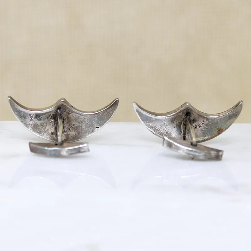 Handsome Scalloped Moon Sterling Cufflinks