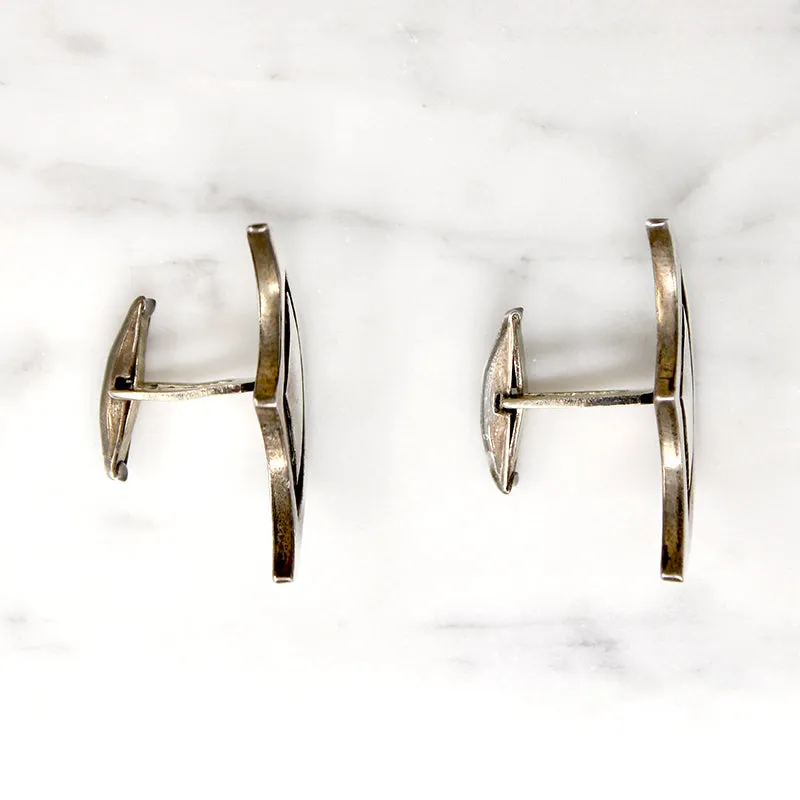 Handsome Scalloped Moon Sterling Cufflinks