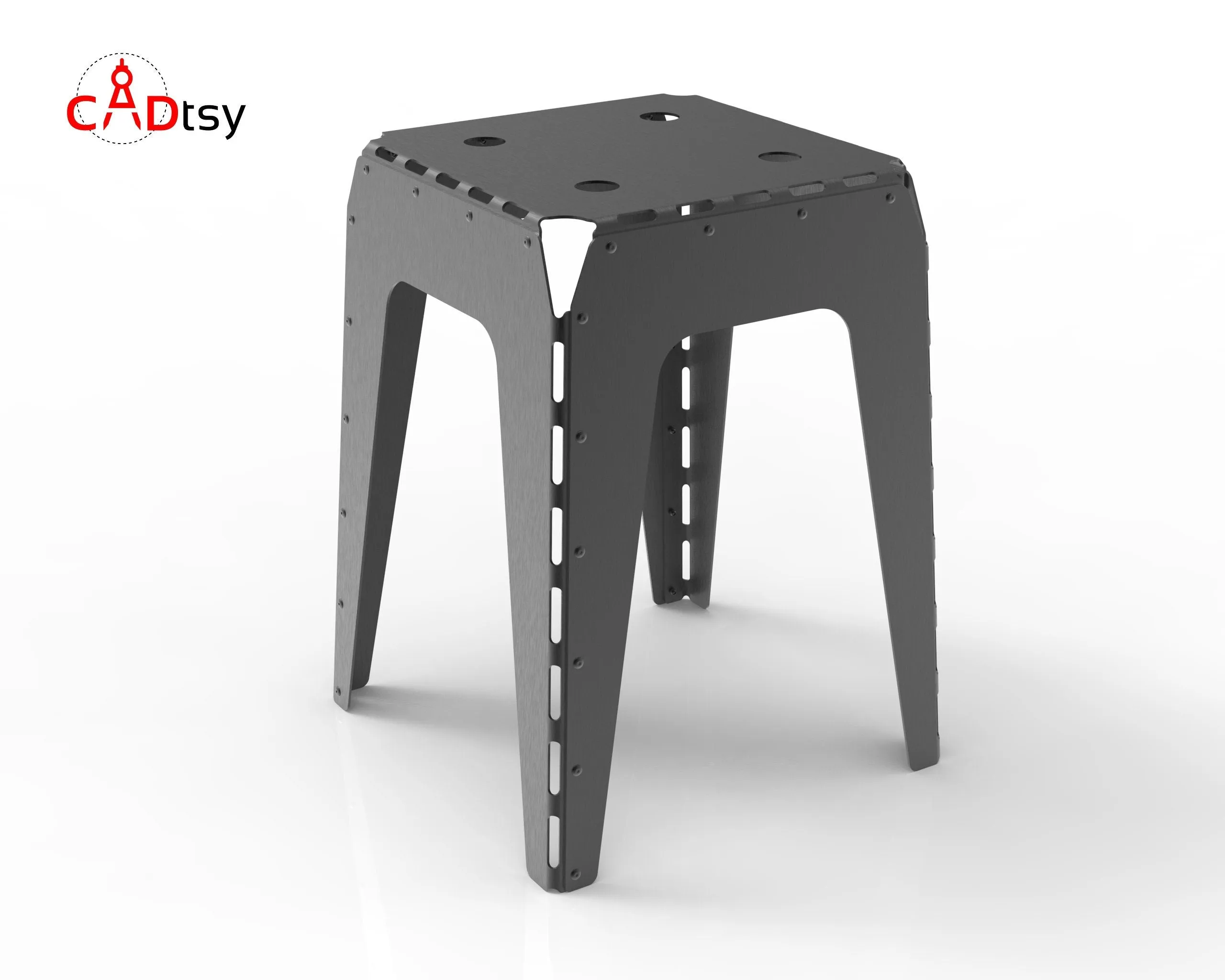 Industrial Metal Stool CNC Laser/Plasma Cutting DXF/SVG Files. Height 460 mm (18")