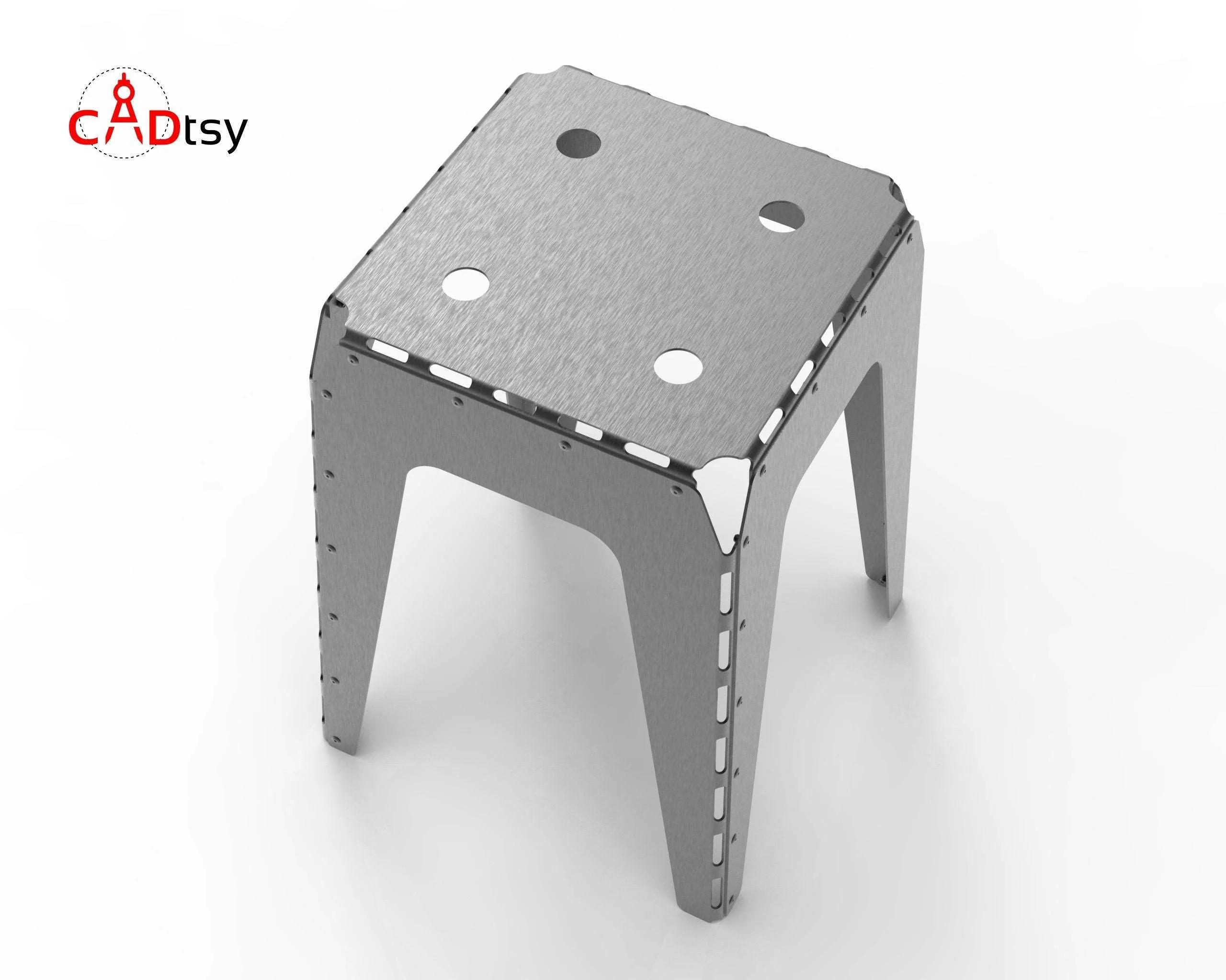 Industrial Metal Stool CNC Laser/Plasma Cutting DXF/SVG Files. Height 460 mm (18")