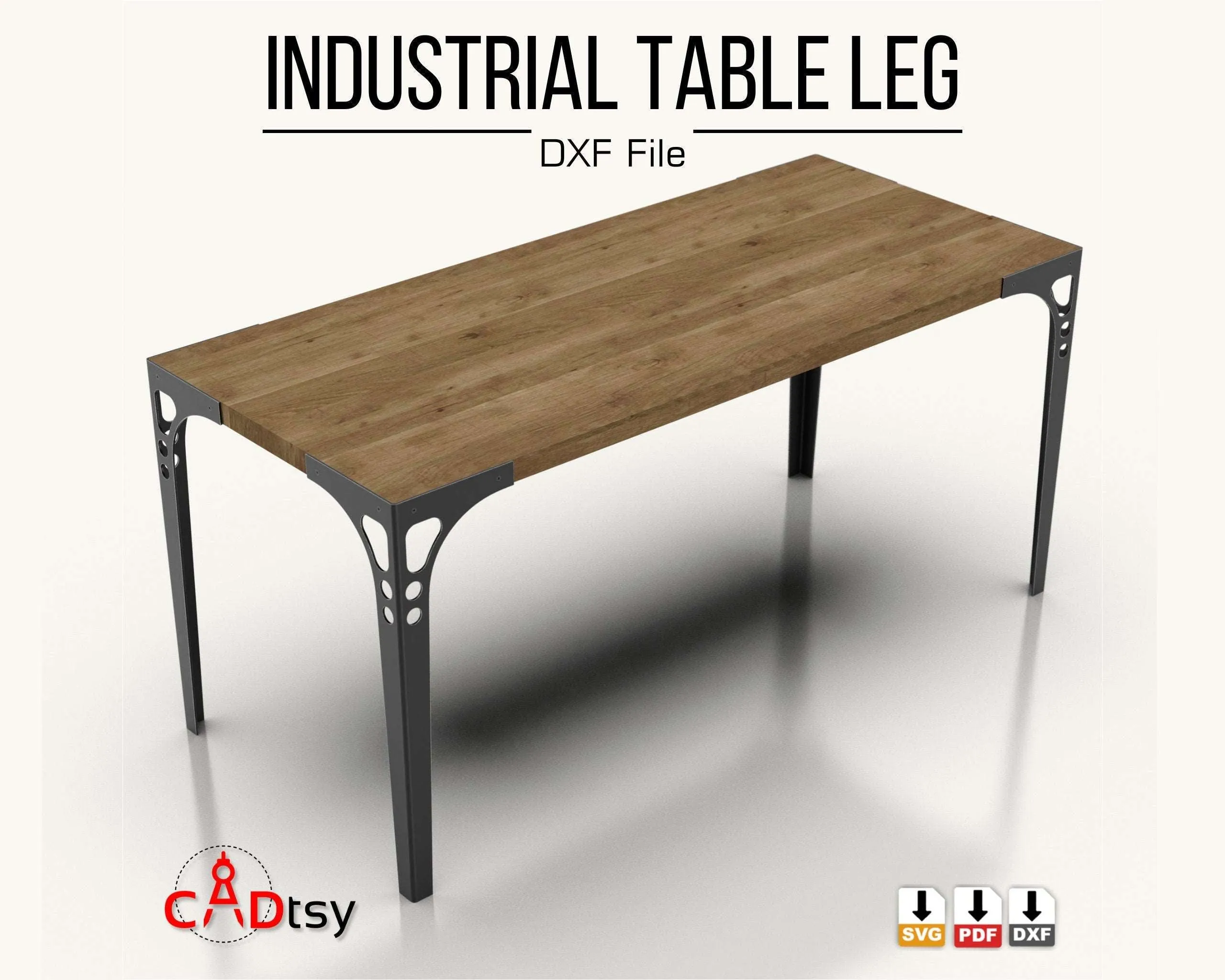 Industrial Style Table Metal Leg CNC Laser/Plasma Cutting DXF/SVG Files. Height 740 mm (29")