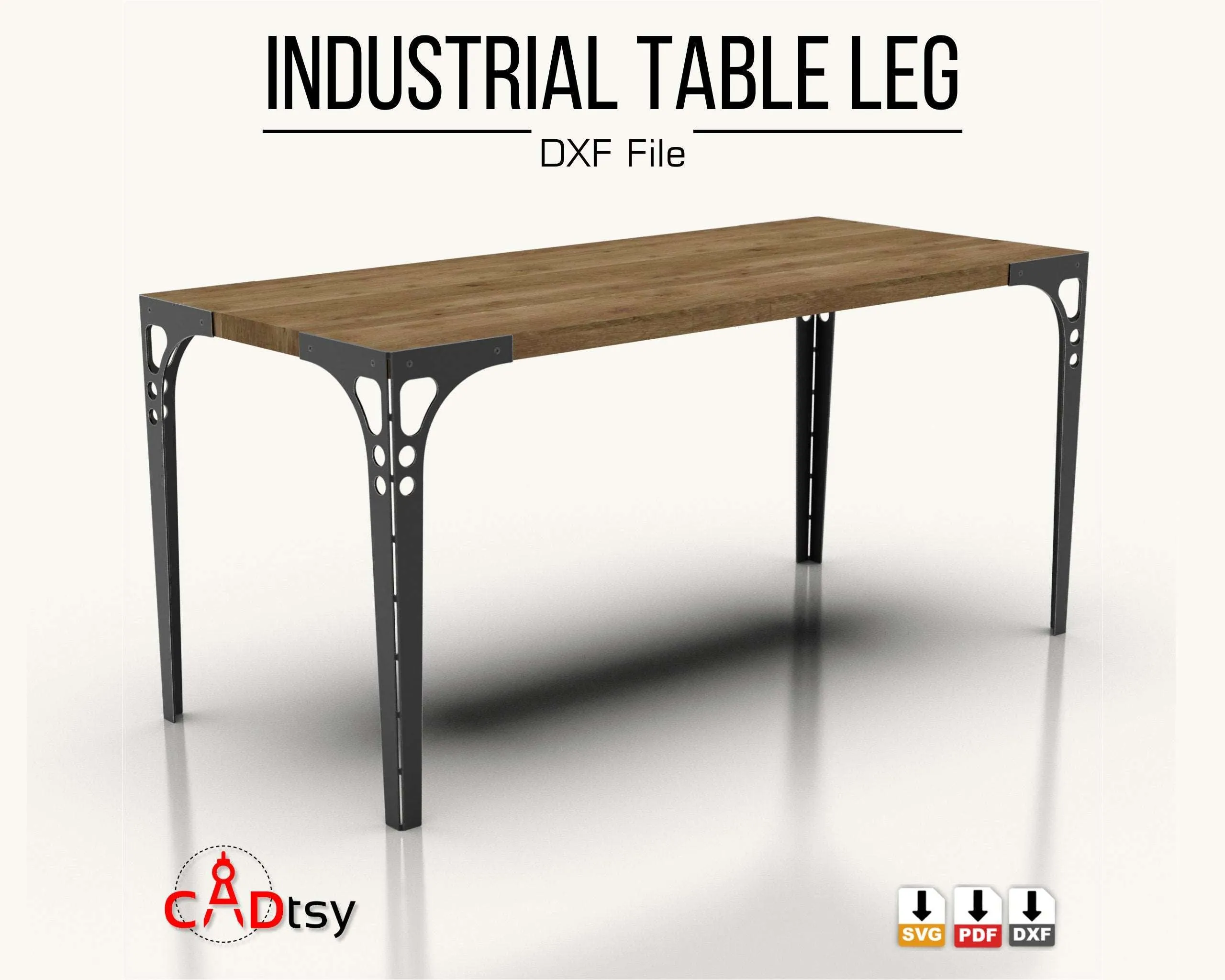 Industrial Style Table Metal Leg CNC Laser/Plasma Cutting DXF/SVG Files. Height 740 mm (29")