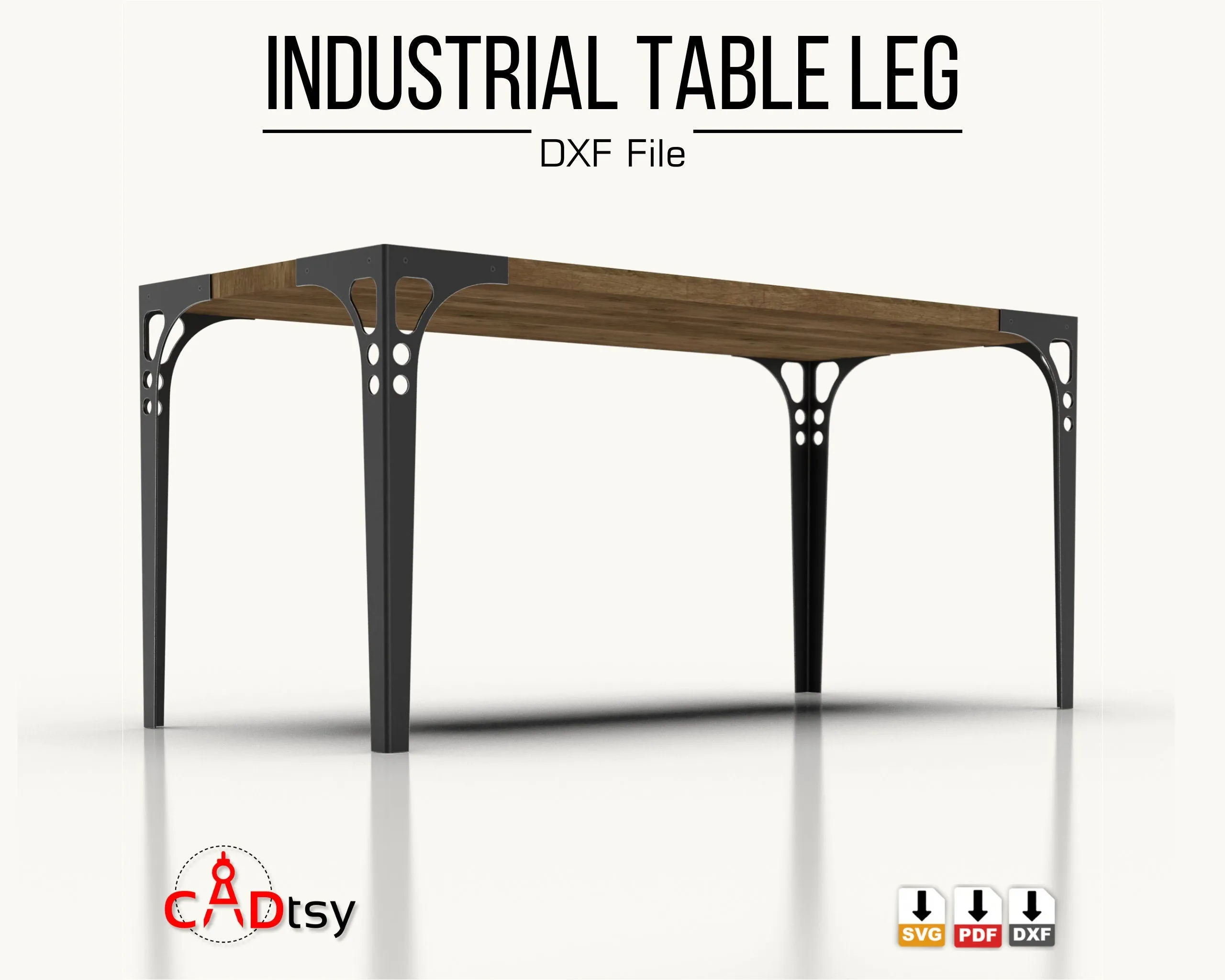 Industrial Style Table Metal Leg CNC Laser/Plasma Cutting DXF/SVG Files. Height 740 mm (29")