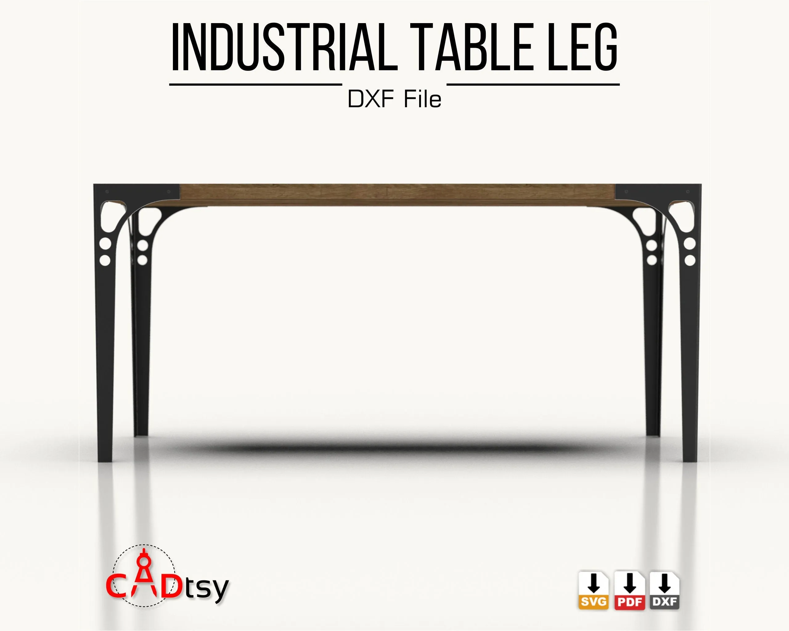 Industrial Style Table Metal Leg CNC Laser/Plasma Cutting DXF/SVG Files. Height 740 mm (29")