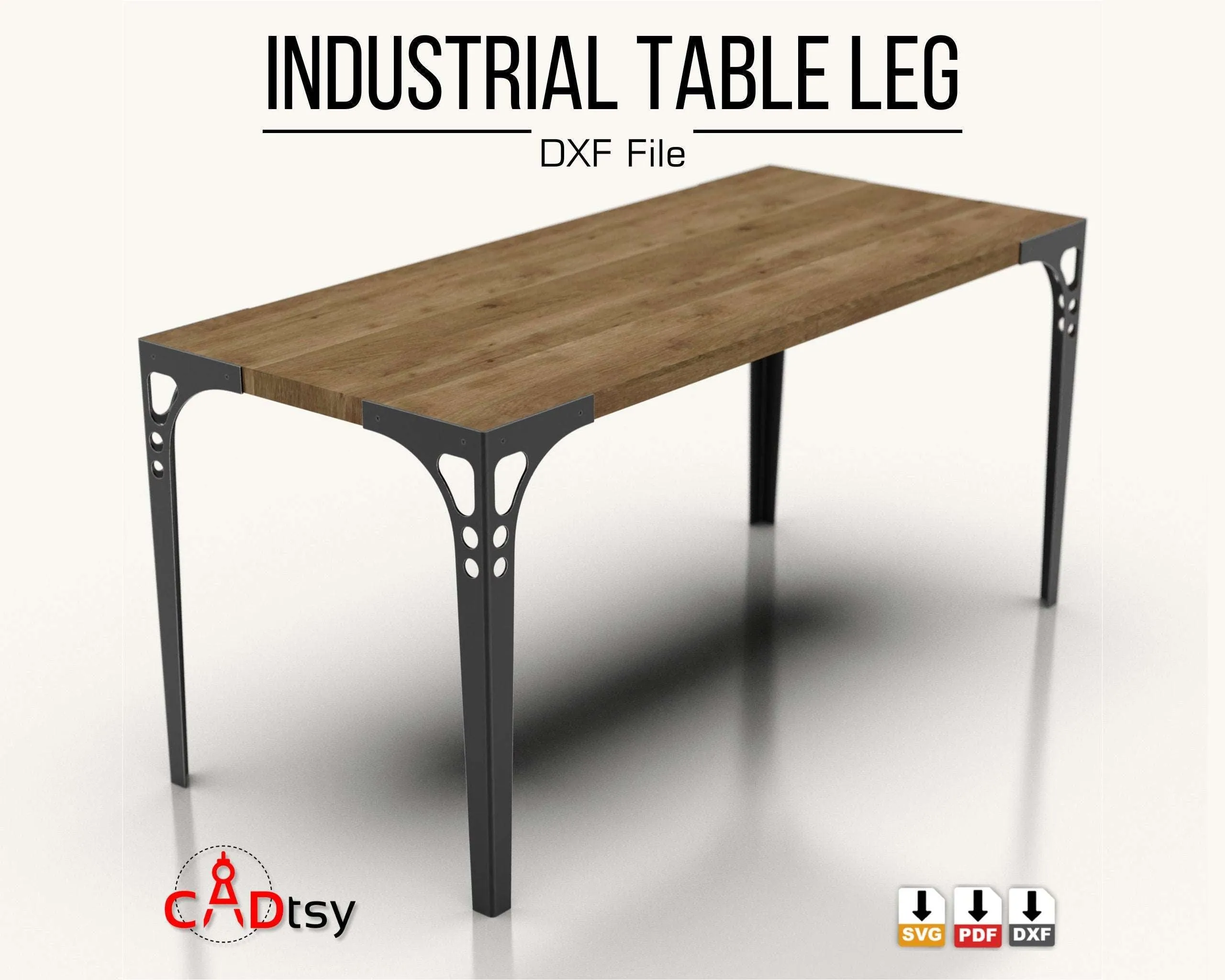 Industrial Style Table Metal Leg CNC Laser/Plasma Cutting DXF/SVG Files. Height 740 mm (29")