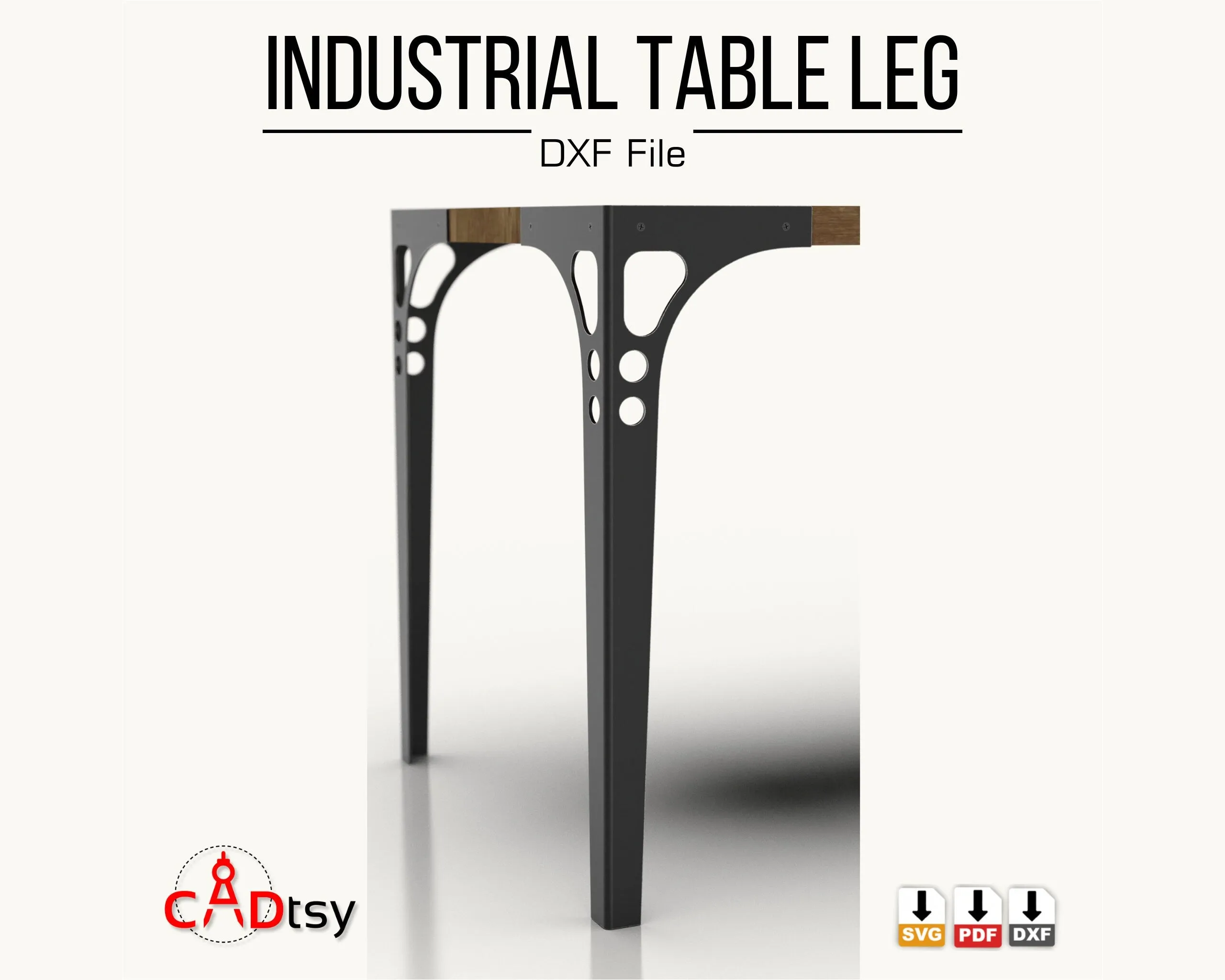 Industrial Style Table Metal Leg CNC Laser/Plasma Cutting DXF/SVG Files. Height 740 mm (29")