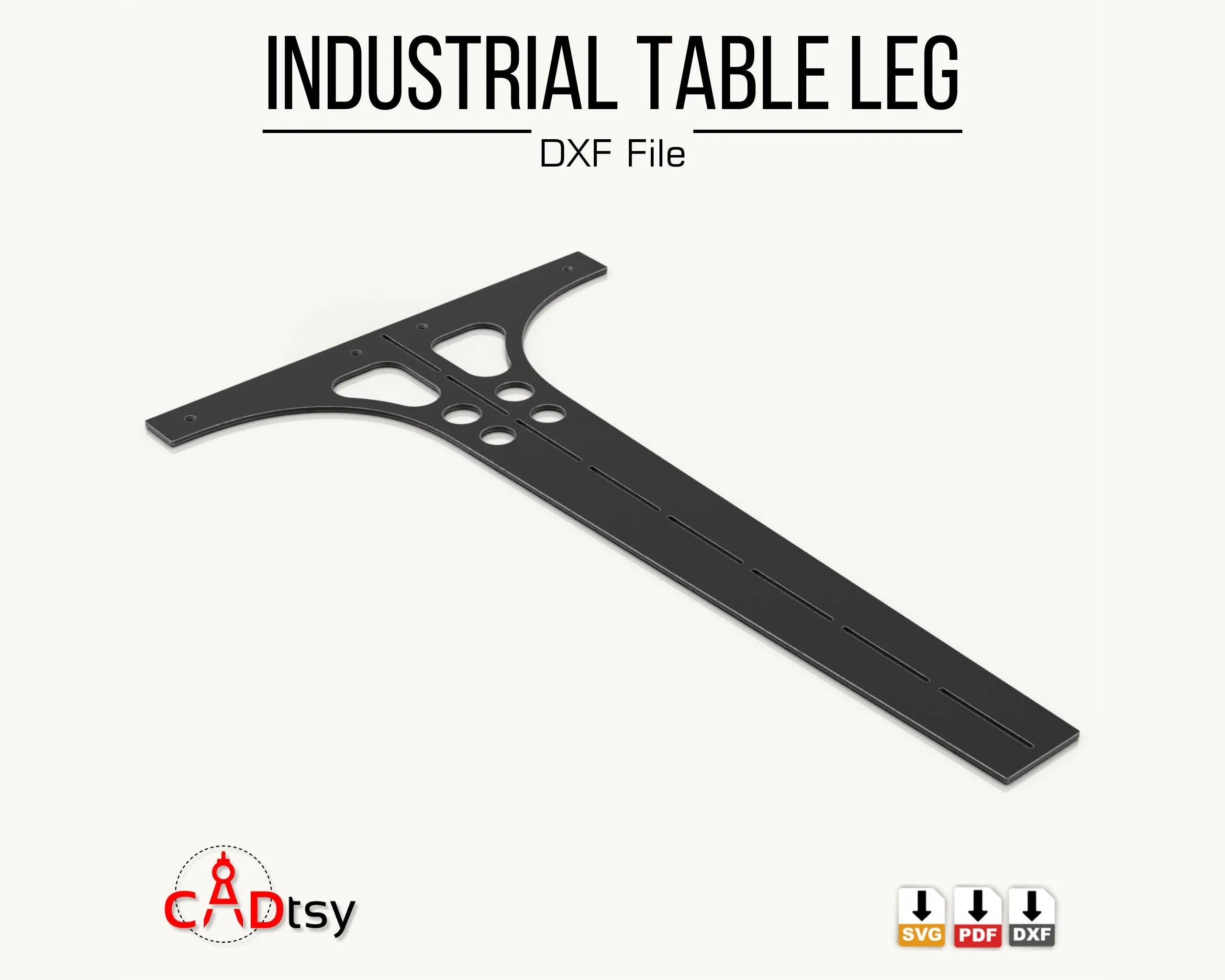 Industrial Style Table Metal Leg CNC Laser/Plasma Cutting DXF/SVG Files. Height 740 mm (29")