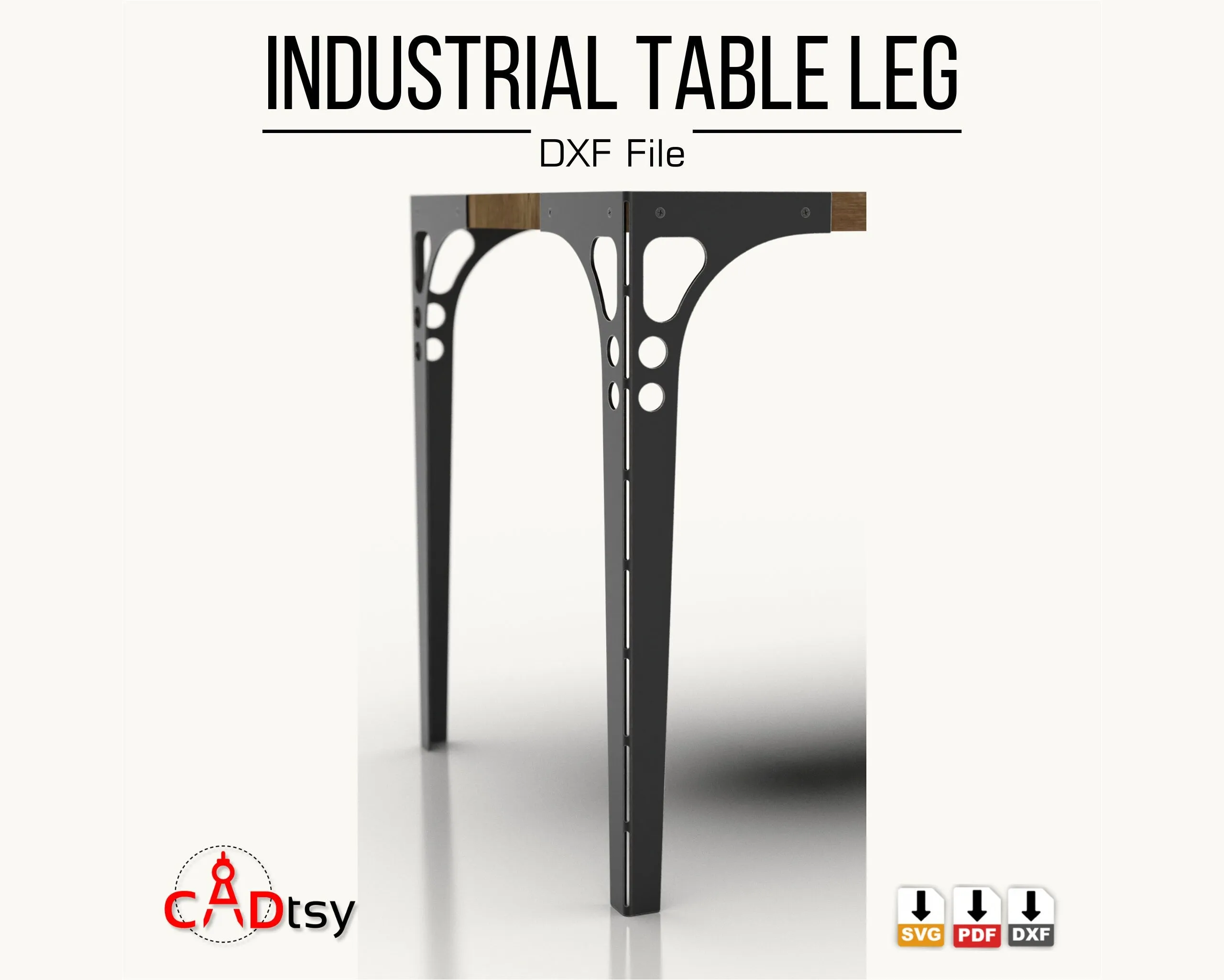 Industrial Style Table Metal Leg CNC Laser/Plasma Cutting DXF/SVG Files. Height 740 mm (29")