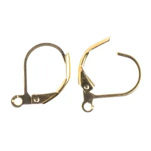 John Bead Earwire Leverback 15mm 12 pack  Gold*