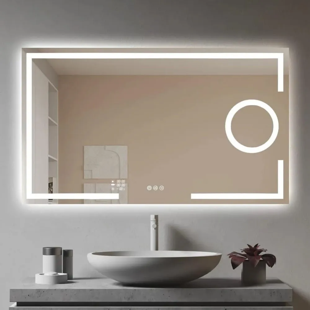 KALYAN TRADERS led Wall and Bathroom Mirror Glasses led Light Mirror Glasses for Living Room, Bedroom, Bathroom and Hallway Rectangular Decorative Mirror (24 x 30).