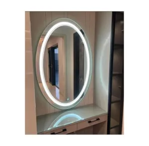 LAXMI Glass Shop Led Mirror 3D Modern Designed Glass Mirror | Lights Touch Sensor Led Bathroom Mirror (White Light, 21x21) | Wall Mounted Mirror | Light Up Mirror for Bedroom, Living Room