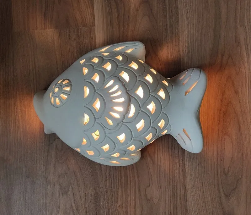 LIGHTING FIXTURE: 'Enchanted Fish' - Fish Sculpture Wall Lamp. Imported.