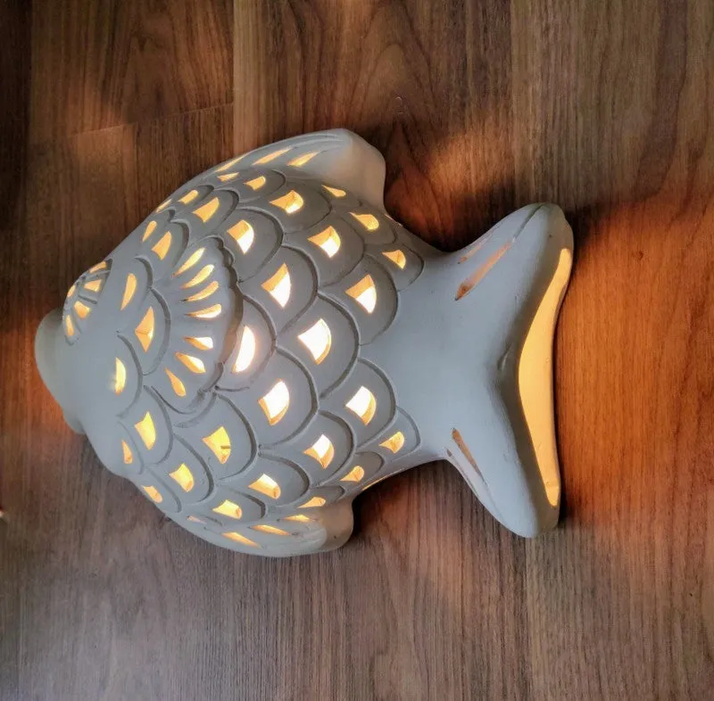 LIGHTING FIXTURE: 'Enchanted Fish' - Fish Sculpture Wall Lamp. Imported.