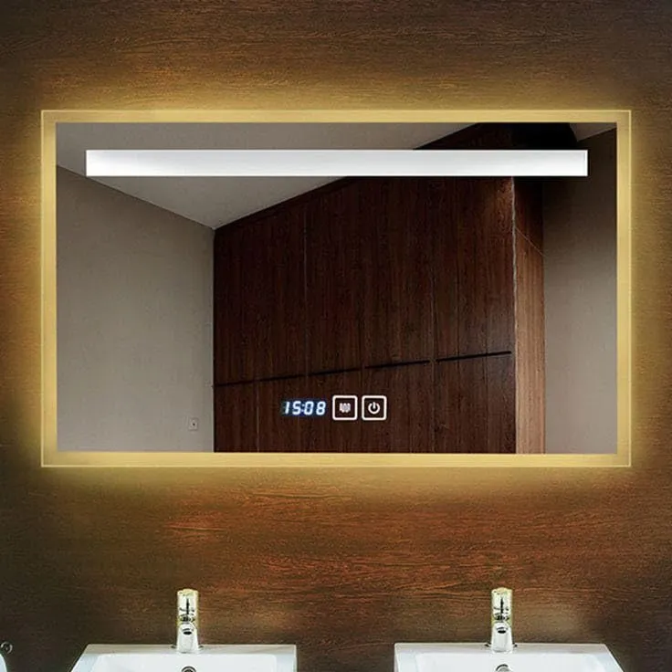 MIRROR WORLD wall and Bathroom mirror with Touch Sensor/3 Tone(White Light, Natural Light, Warm Light)/Designer Mirror for Living Room/Bedroom/Dining Room–Rectangular Shape (24x30 inch).