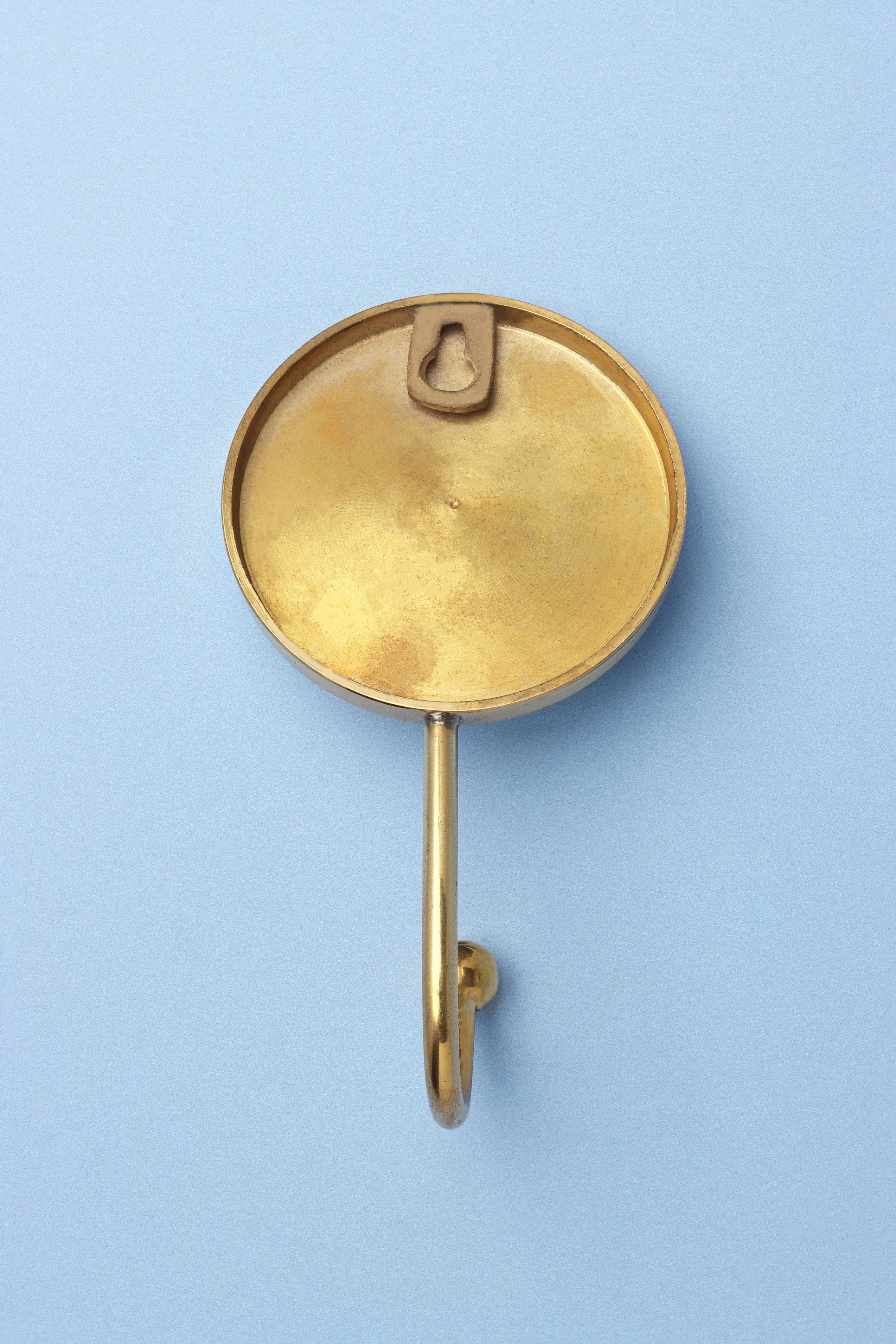 Mother Of Pearl Gold Brass Circle Double End Coat Hook