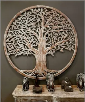 musa kazim Creative Antique Bird Tree Wall Mirror Wooden Wall Mirror | Wall Hanging | Wall Floating | Wall Mounted Wall Decor Hanging Tree Art for Living Room Bedroom (Extra Large-36 inch)