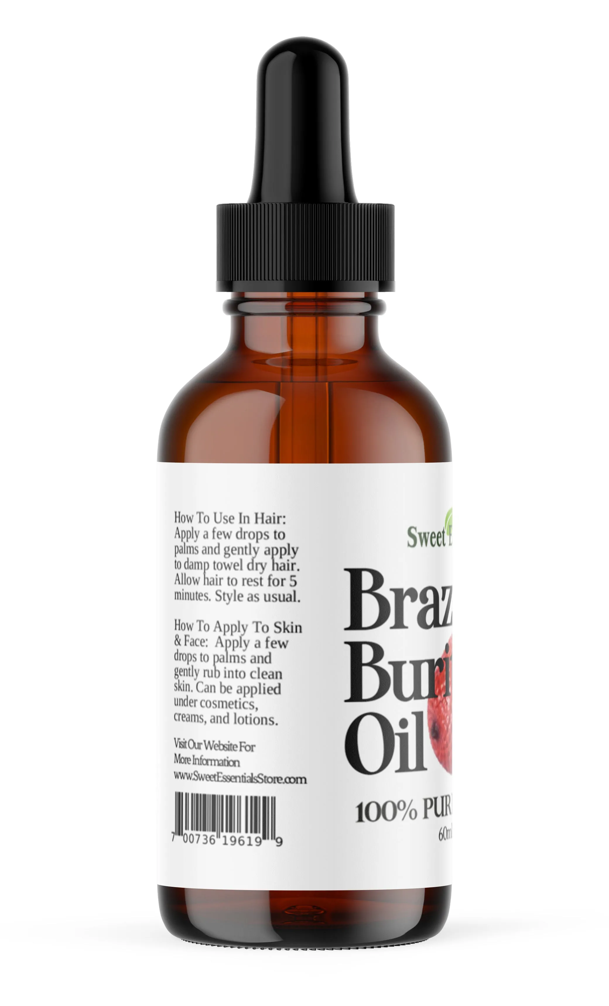 Organic Brazilian Buriti (Aguaje) Fruit Oil | 2oz Glass Bottle | Imported From Brazil