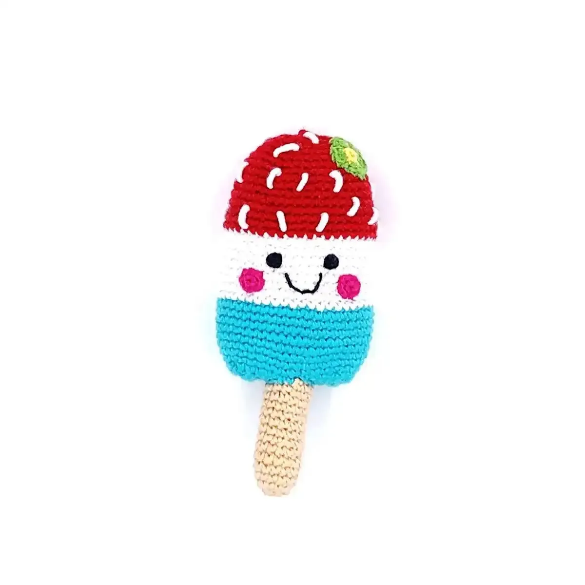 Pebble Crochet Red Ice Lolly Rattle