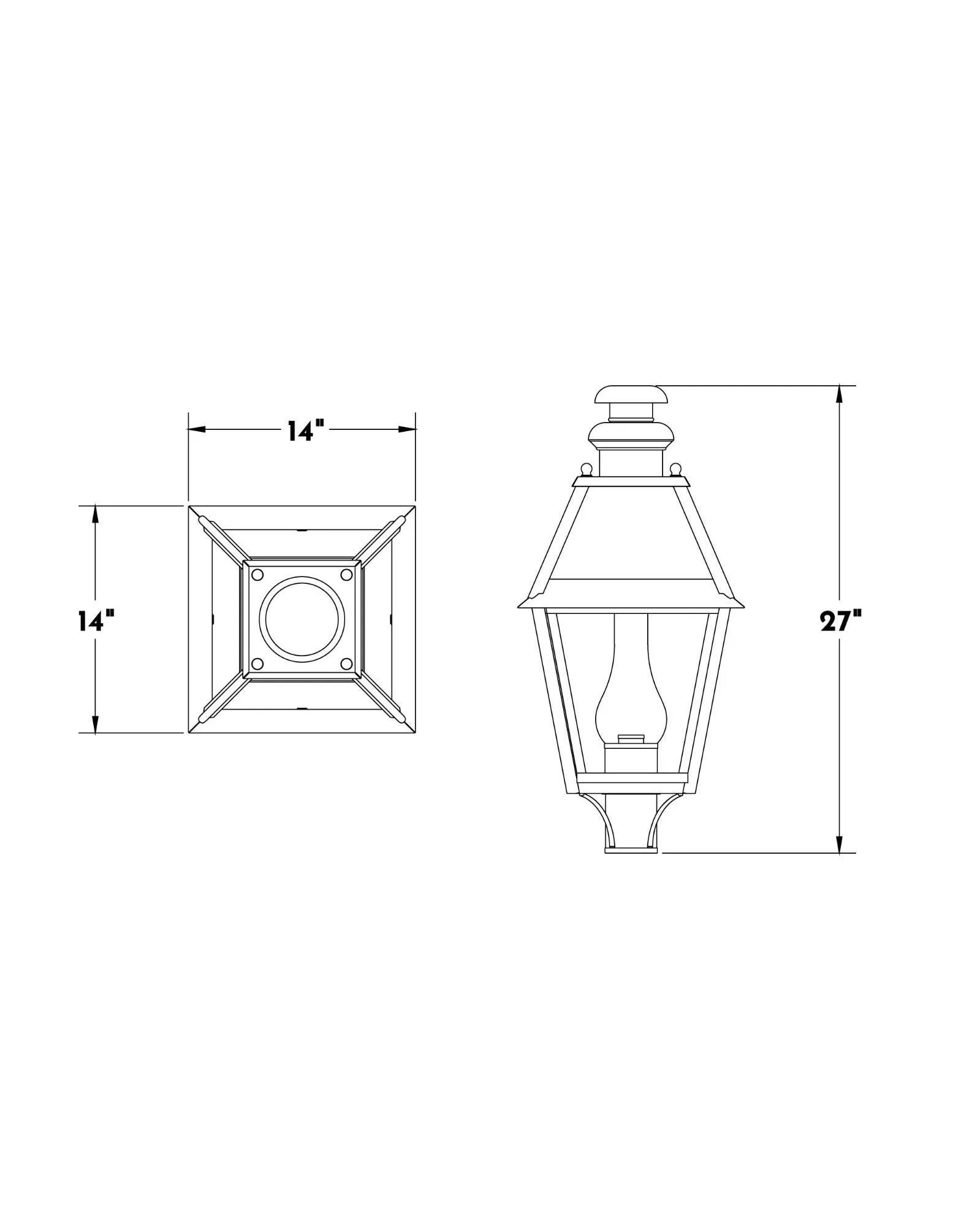 Philadelphia Exterior Post Lantern Medium