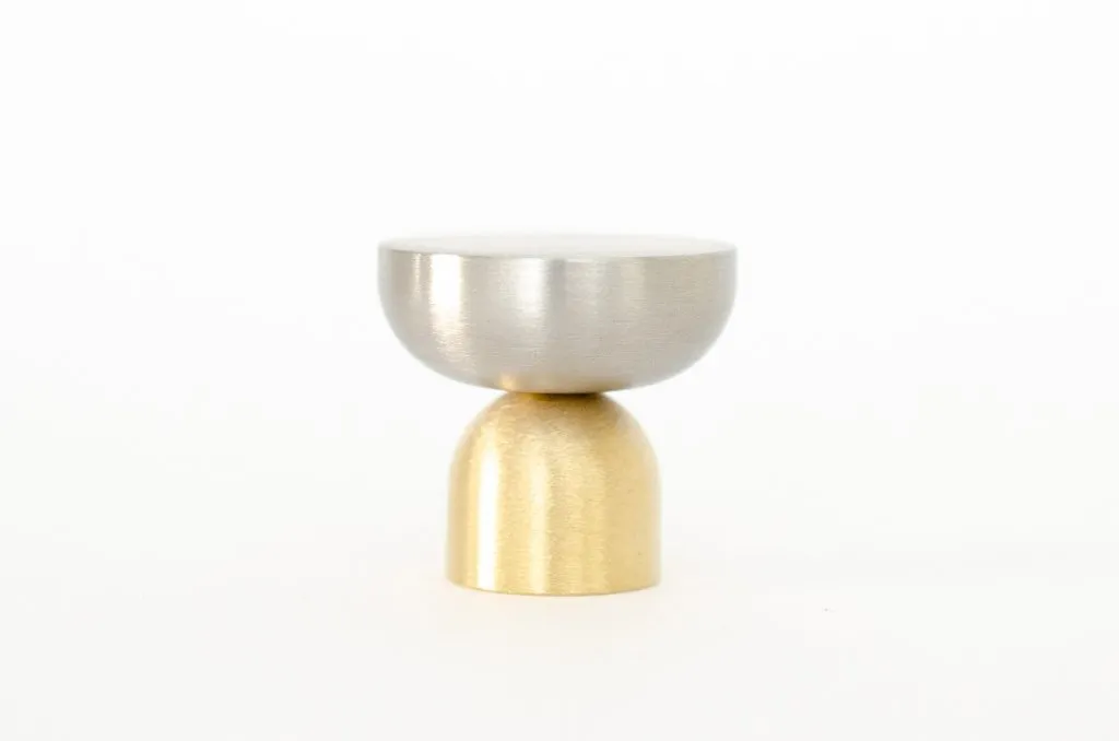 Raised Bowl Brass and Nickel Round Cabinet Knob and Hook