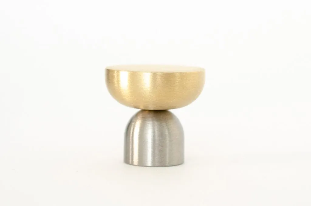 Raised Bowl Brass and Nickel Round Cabinet Knob and Hook