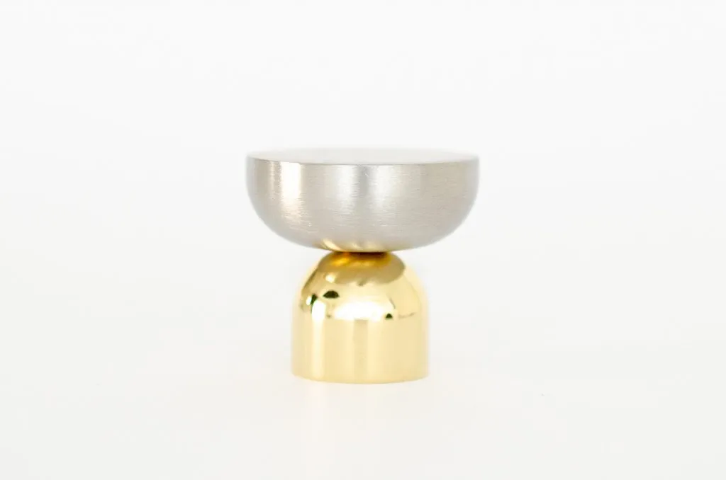 Raised Bowl Brass and Nickel Round Cabinet Knob and Hook