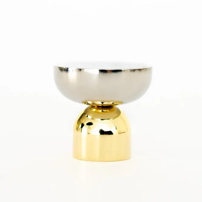 Raised Bowl Brass and Nickel Round Cabinet Knob and Hook