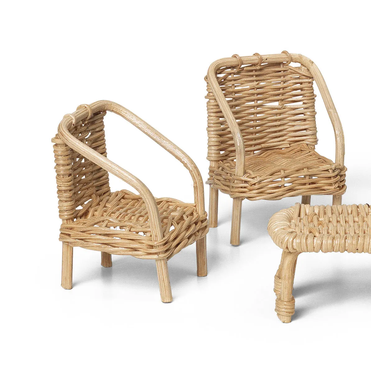 Rattan Dollhouse Furniture Set of 5