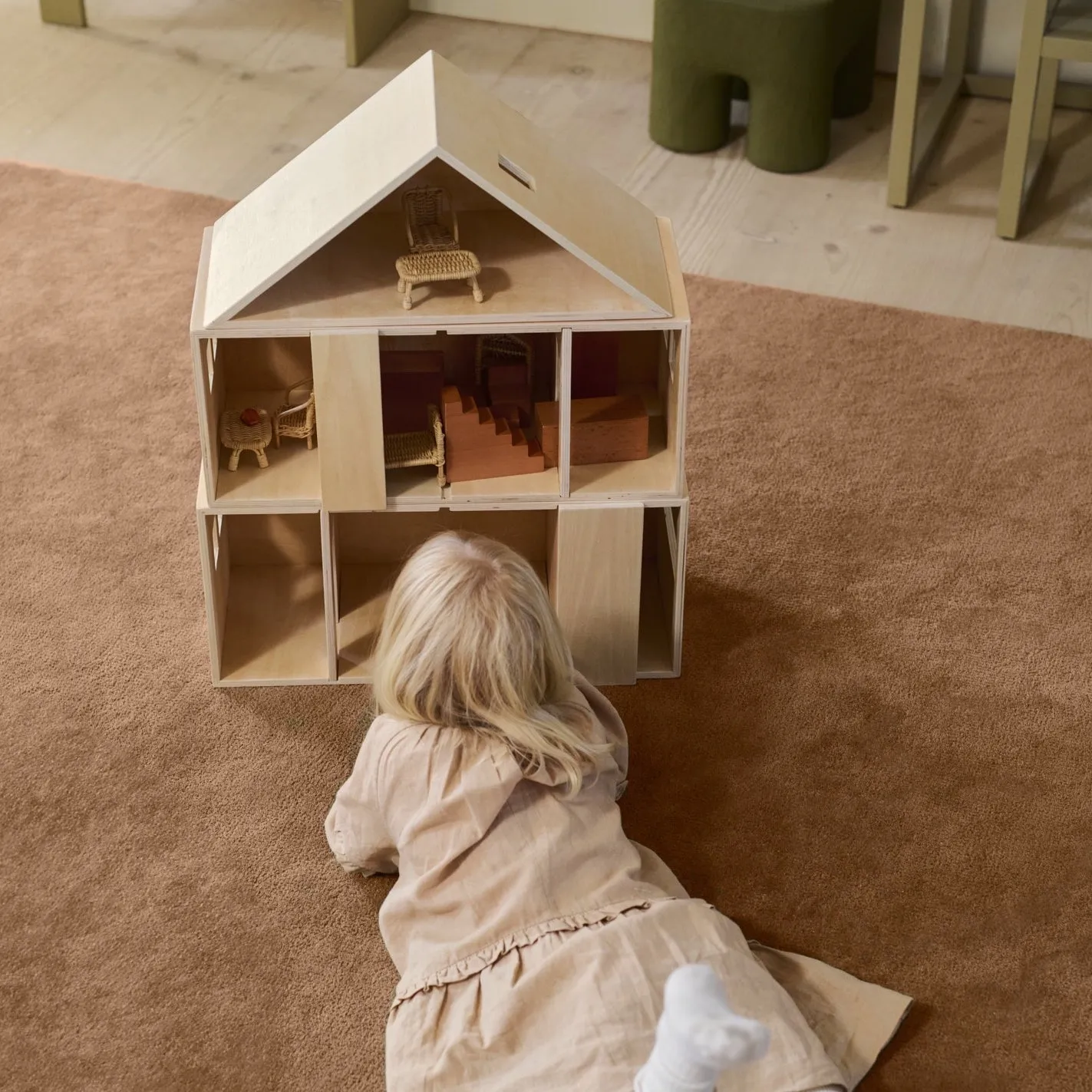 Rattan Dollhouse Furniture Set of 5