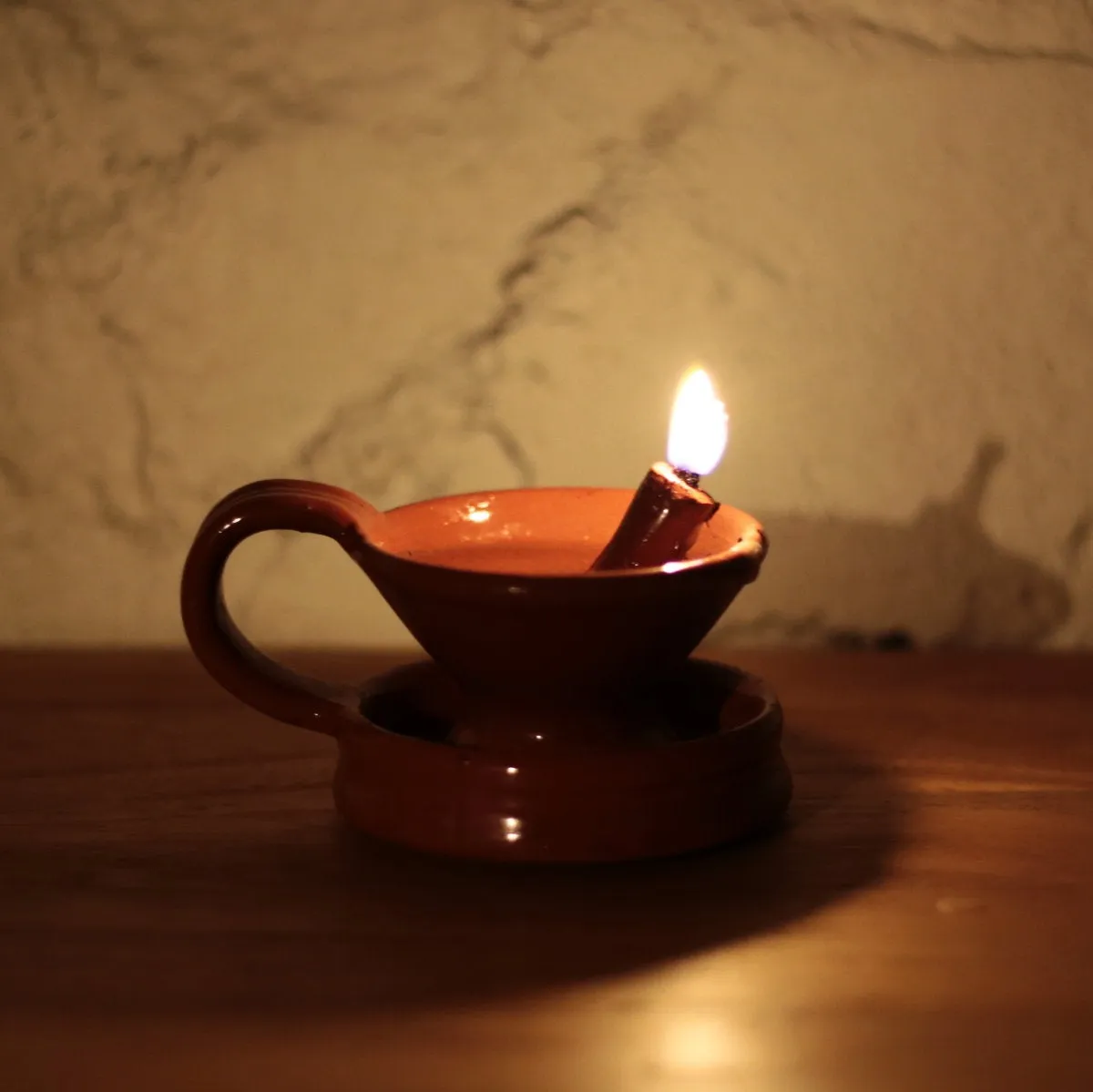 Redware Grease Lamp for Lantern