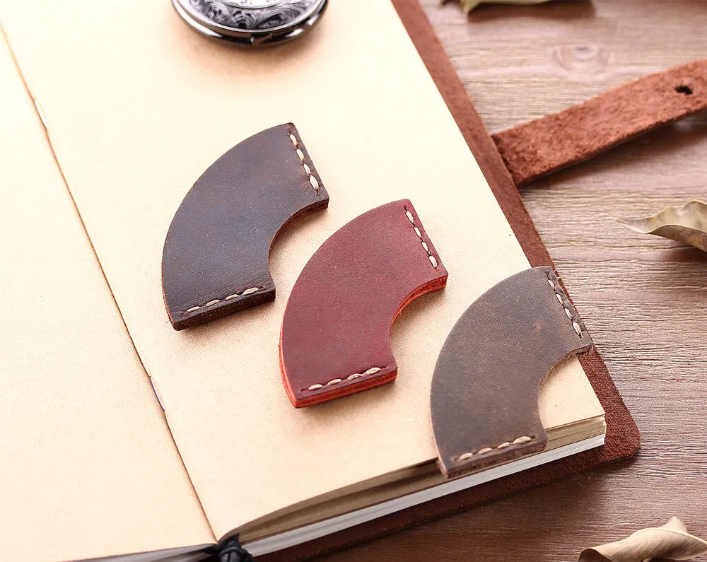 Set of 2 Handmade Rustic Leather Corner Page Bookmark