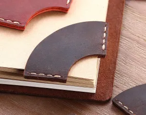 Set of 2 Handmade Rustic Leather Corner Page Bookmark