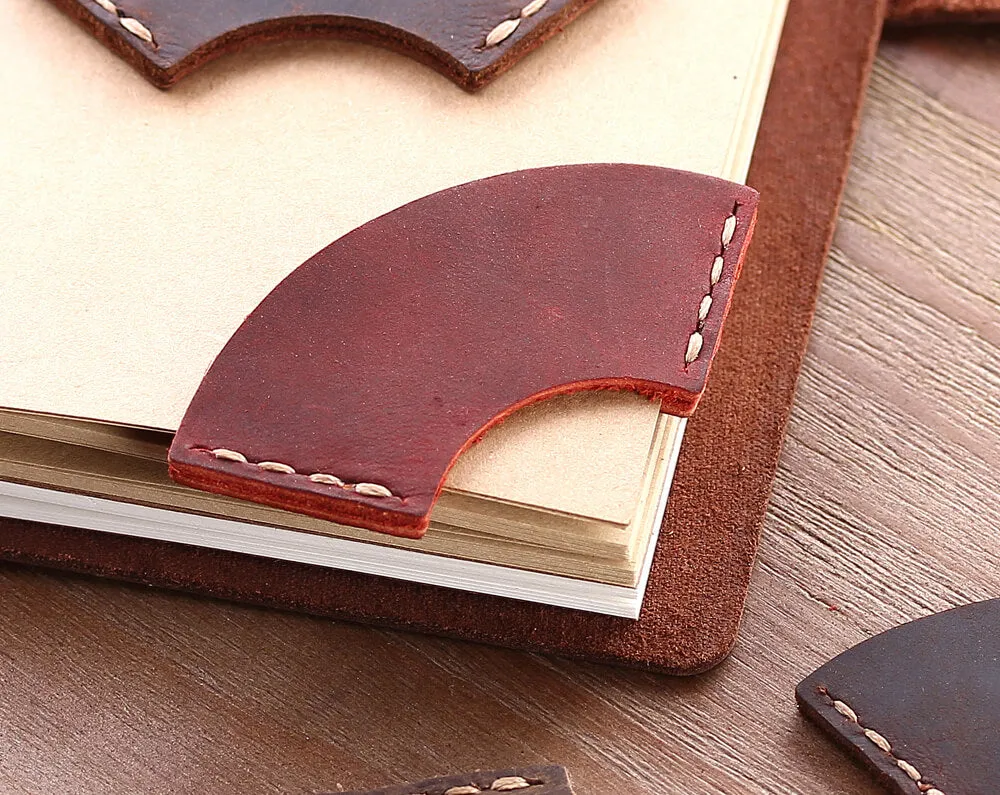 Set of 2 Handmade Rustic Leather Corner Page Bookmark