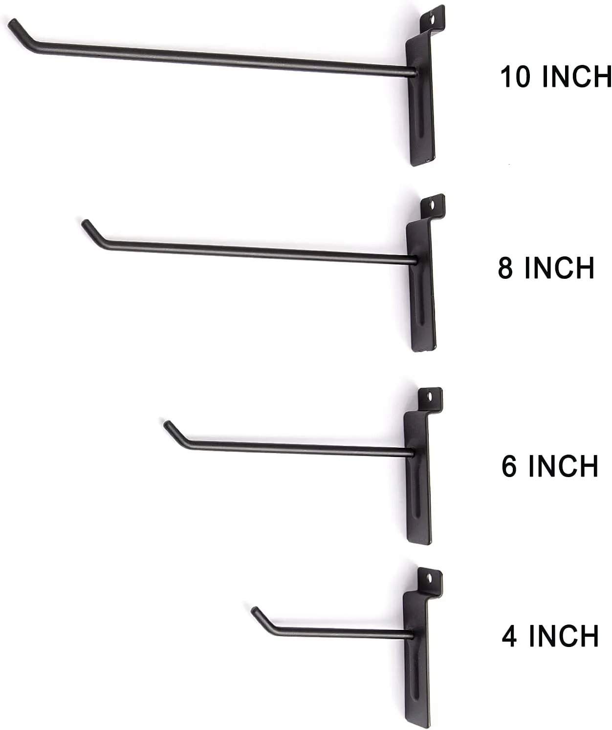 Slatwall (12) Black Metal Hooks 6, 8 for Slat wall