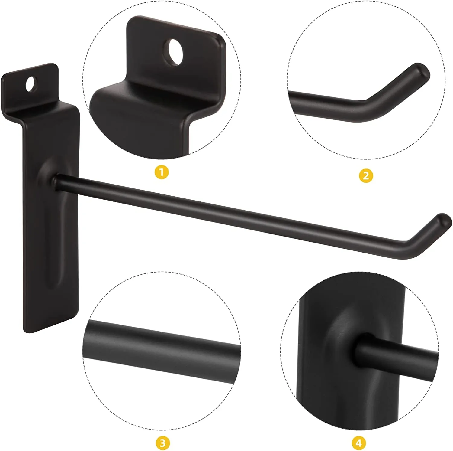 Slatwall (12) Black Metal Hooks 6, 8 for Slat wall