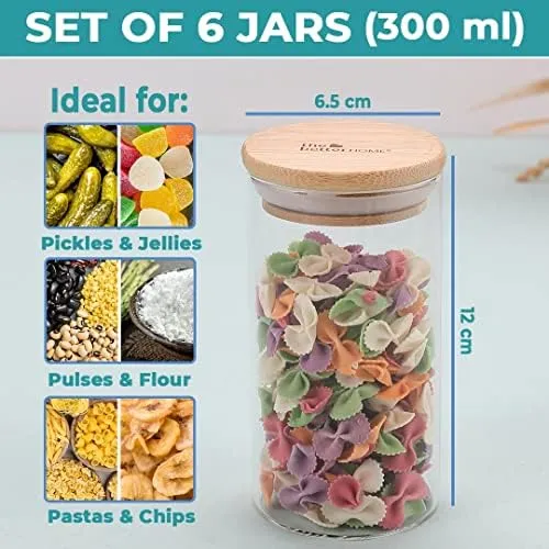 The Better Home Tall Jars 1000ml (Pack of 6) |Jars & Containers|Food Storage For Kitchen & SAVYA HOME 2.5mm Triply Tope with SS Lid 0.4mm Thick|Pack & Store Combo (2 Jars   Tope with Lid)