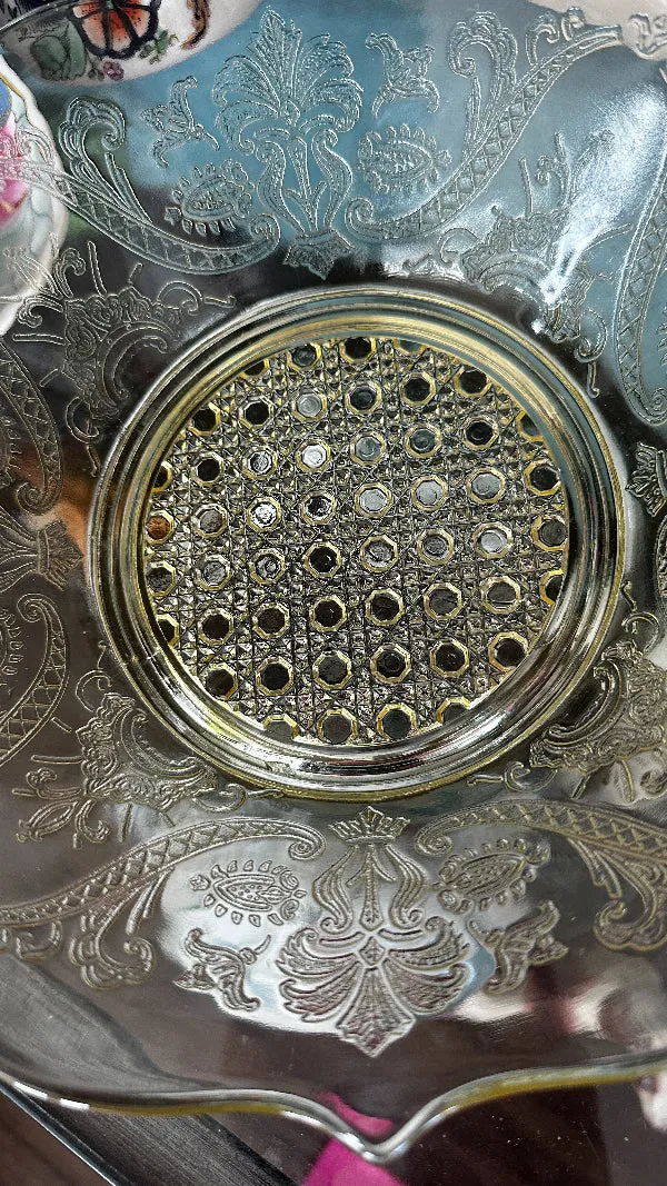 Vintage Depression Glass Serving Bowl - Madrid Pattern