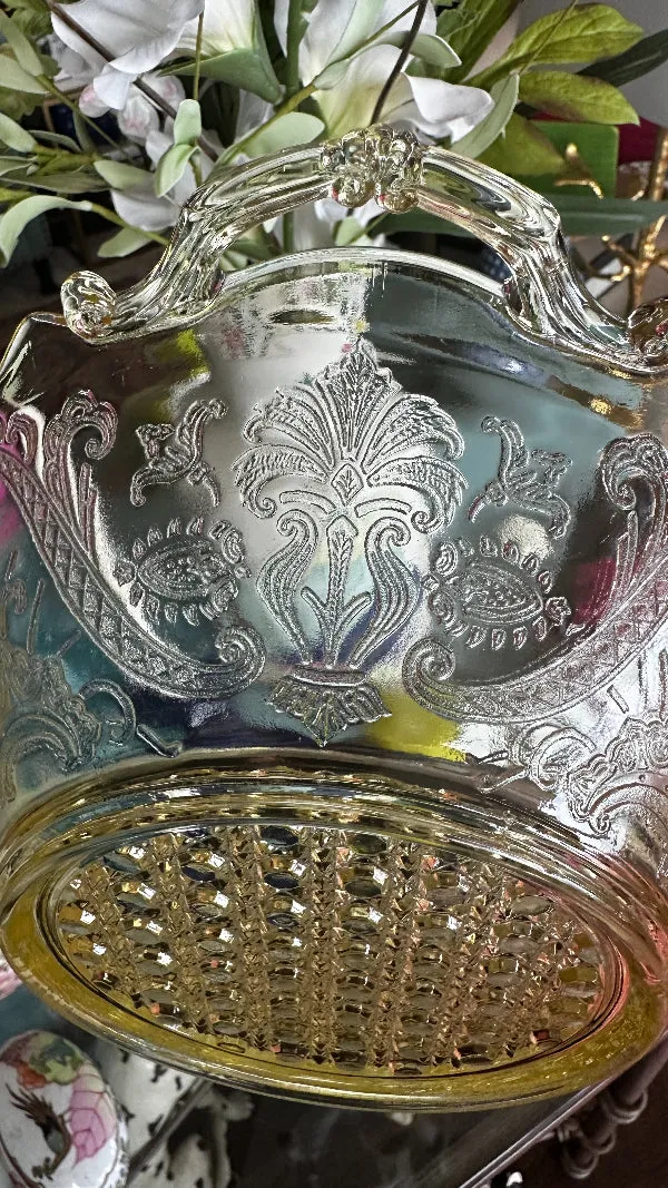 Vintage Depression Glass Serving Bowl - Madrid Pattern