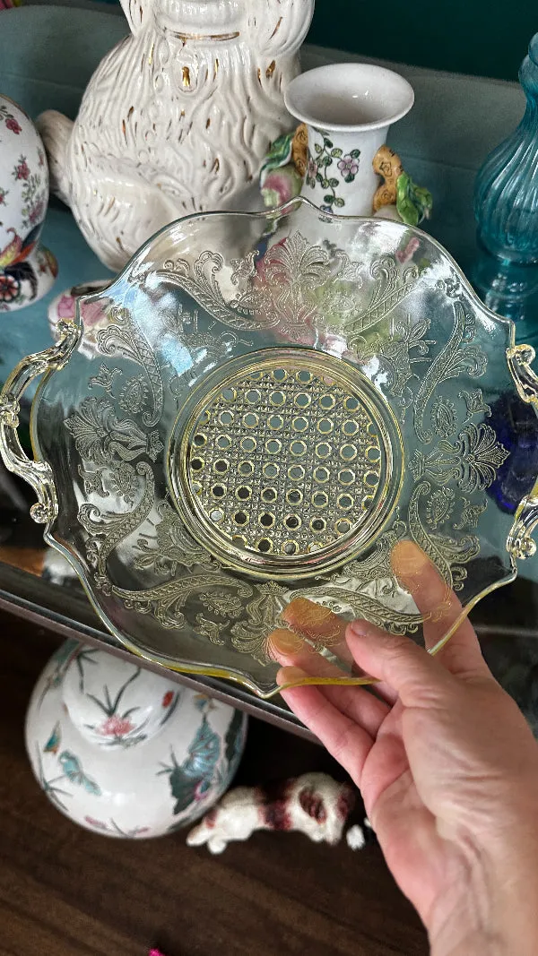 Vintage Depression Glass Serving Bowl - Madrid Pattern