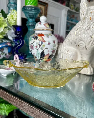 Vintage Depression Glass Serving Bowl - Madrid Pattern