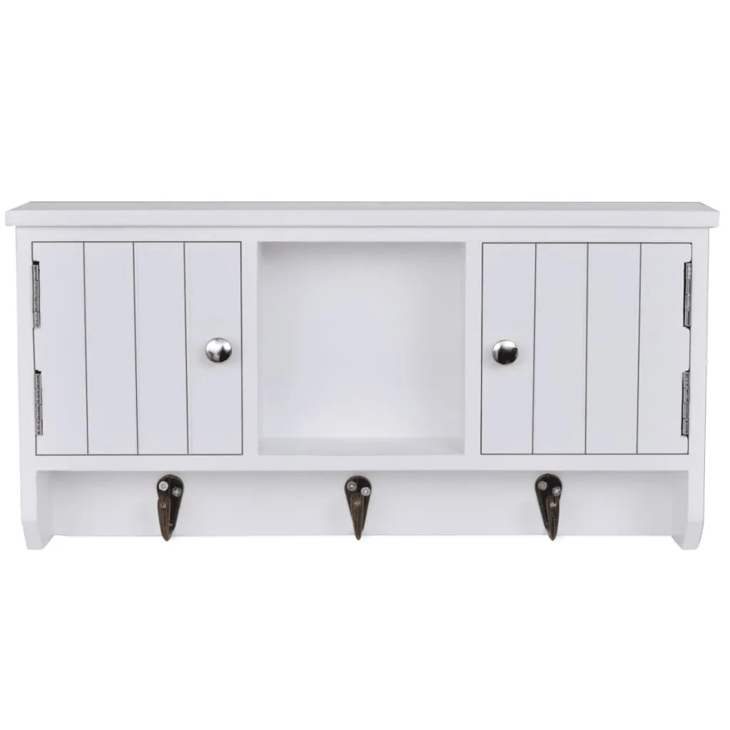 Wall Cabinet for Keys and Jewelery with Doors and Hooks