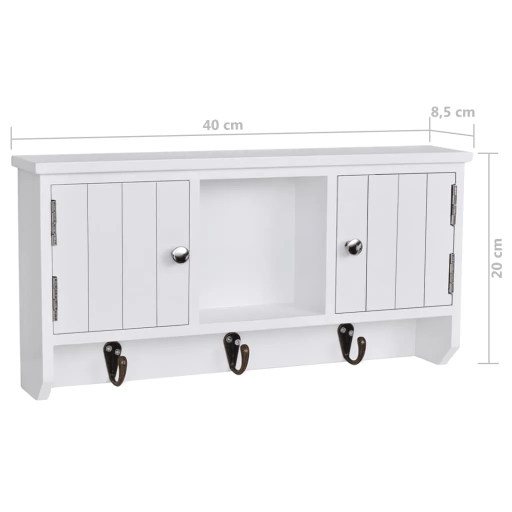 Wall Cabinet for Keys and Jewelery with Doors and Hooks