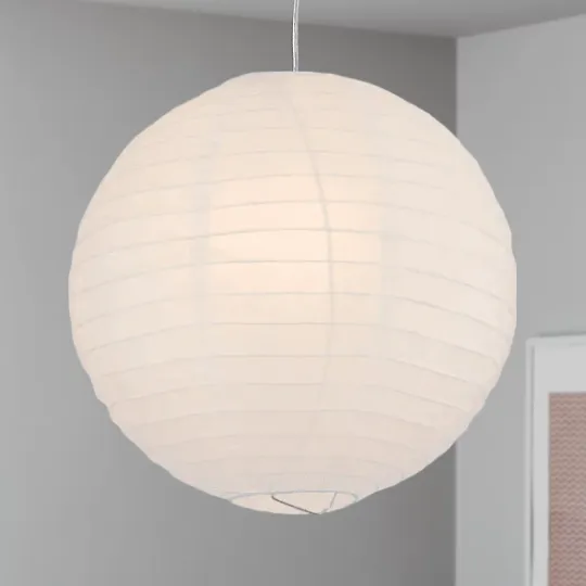 White Ribbed Paper Lantern Light Shade