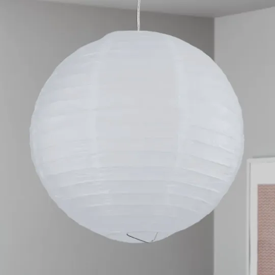 White Ribbed Paper Lantern Light Shade