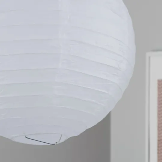 White Ribbed Paper Lantern Light Shade