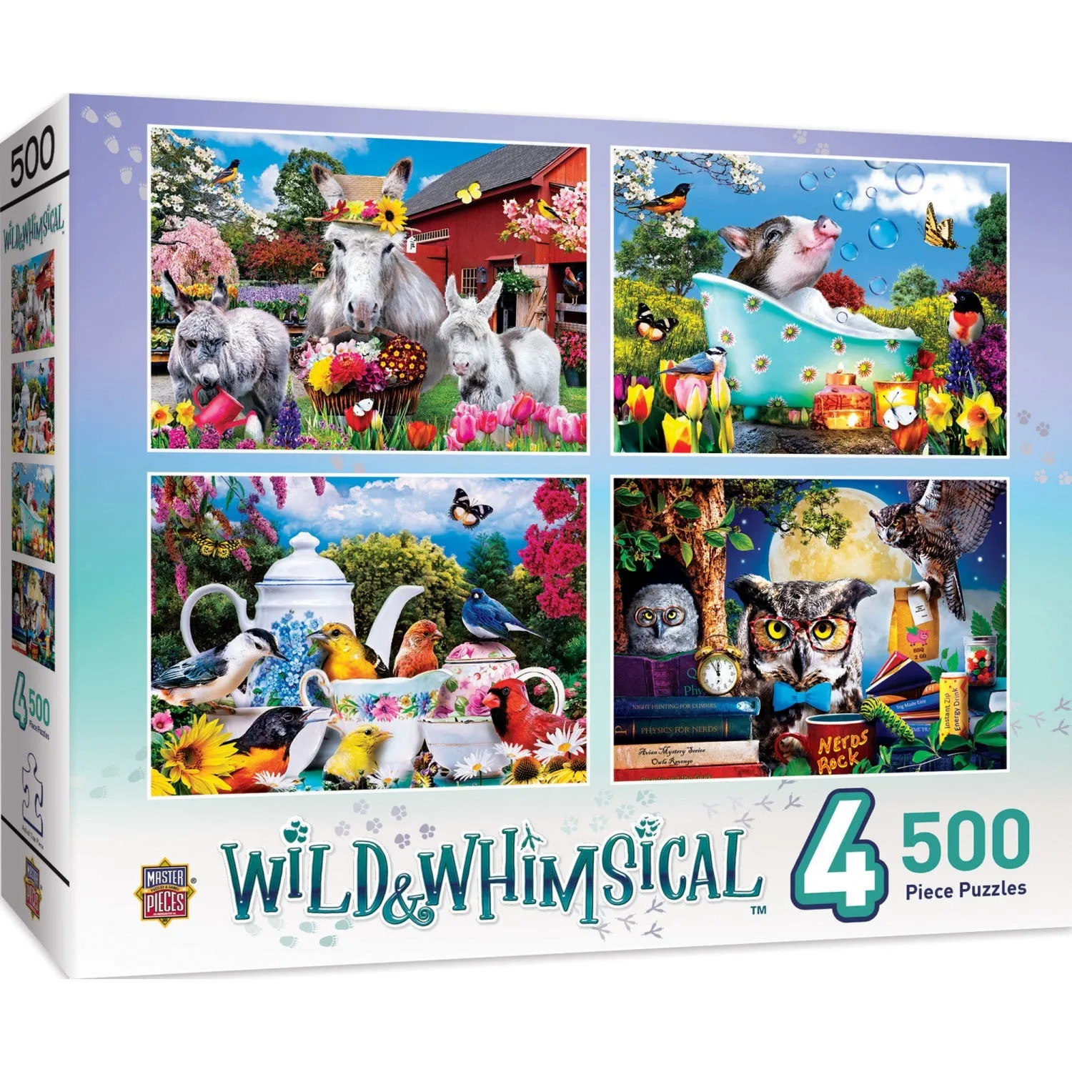 Wild & Whimsical - 500 Piece Jigsaw Puzzles 4 Pack