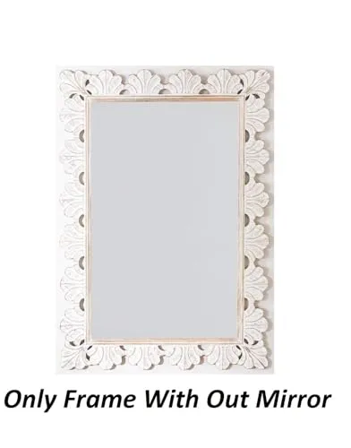 WILDWOOD Wood Wall Mirror | Wall Hanging | Wall Frame | Wall Mounted | for Living Room | Bedroom | Carving Frame Only Frame with Out Mirror (36"x24" Inch)