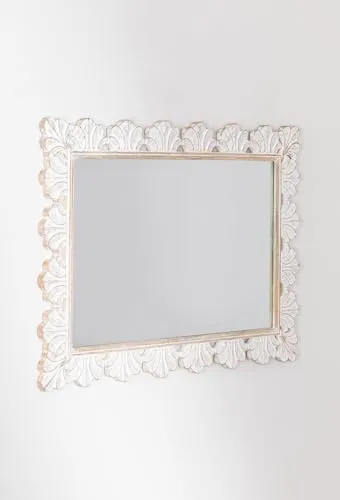 WILDWOOD Wood Wall Mirror | Wall Hanging | Wall Frame | Wall Mounted | for Living Room | Bedroom | Carving Frame Only Frame with Out Mirror (36"x24" Inch)