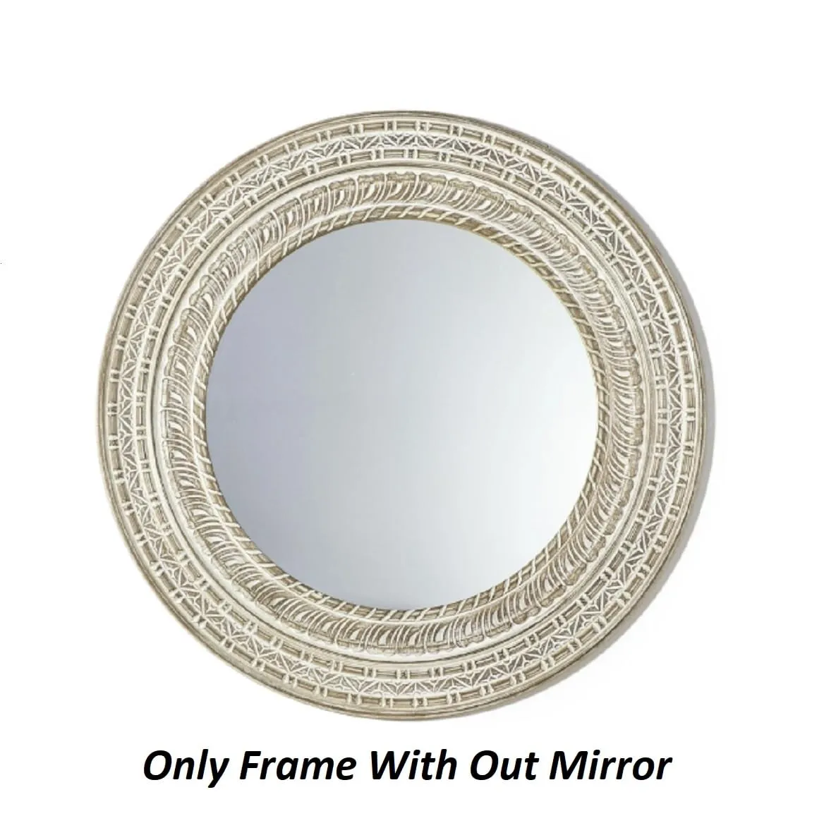 WILDWOOD Wood Wall Mirror | Wall Hanging | Wall Frame | without Mirror Frame | Wall Decor Mirror | Only Frame with Out Mirror (36"x36" inch)(White)